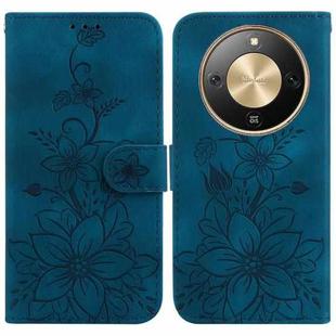 For Honor X70 5G Lily Embossed Leather Phone Case(Dark Blue)