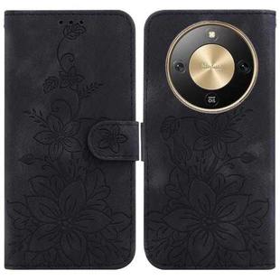 For Honor X70 5G Lily Embossed Leather Phone Case(Black)