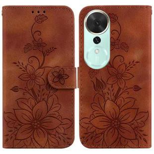 For Honor Play 70 Plus Lily Embossed Leather Phone Case(Brown)