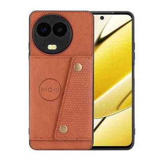 For Realme 11 5G Global Double Buckle Card Slots Magnetic Phone Case(Brown)