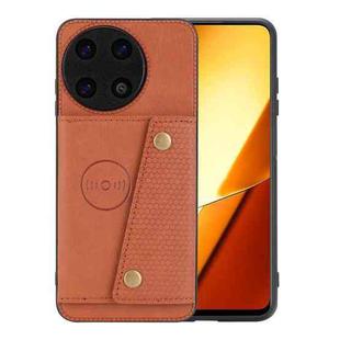 For Realme 11 4G Global Double Buckle Card Slots Magnetic Phone Case(Brown)