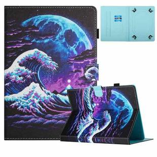 For 8 inch Universal Colored Drawing Stitching Leather Tablet Case(Sea Wave)