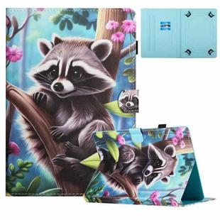 For 8 inch Universal Colored Drawing Stitching Leather Tablet Case(Raccoon)
