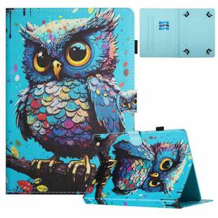 For 10 inch Universal Colored Drawing Stitching Leather Tablet Case(Owl)