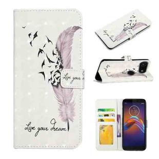 For Motorola Moto E6 Play Oil Embossed 3D Drawing Leather Phone Case(Feather)