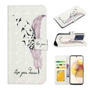 For Motorola Moto G73 Oil Embossed 3D Drawing Leather Phone Case(Feather)