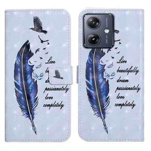 For Motorola Moto G54 5G Oil Embossed 3D Drawing Leather Phone Case(Blue Feather)