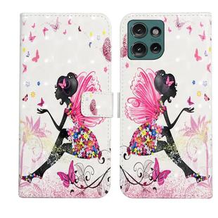 For Motorola Edge 50 5G Oil Embossed 3D Drawing Leather Phone Case(Flower Fairy)