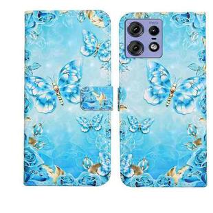 For Motorola Edge 50 Pro Oil Embossed 3D Drawing Leather Phone Case(Blue Butterflies)