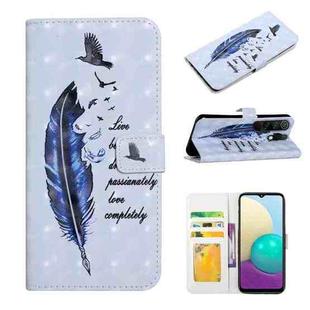 For Xiaomi Redmi 9 Oil Embossed 3D Drawing Leather Phone Case(Blue Feather)