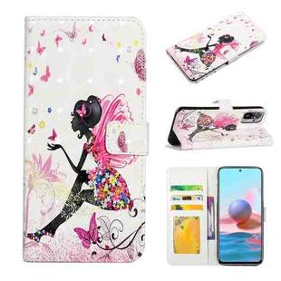 For Xiaomi Redmi Note 10 Oil Embossed 3D Drawing Leather Phone Case(Flower Fairy)