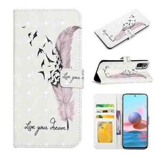 For Xiaomi Redmi Note 10 Oil Embossed 3D Drawing Leather Phone Case(Feather)