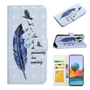 For Xiaomi Redmi Note 10 Pro Oil Embossed 3D Drawing Leather Phone Case(Blue Feather)