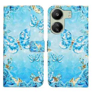 For Xiaomi Redmi 13C 4G Oil Embossed 3D Drawing Leather Phone Case(Blue Butterflies)