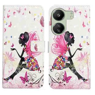 For Xiaomi Redmi 13C 4G Oil Embossed 3D Drawing Leather Phone Case(Flower Fairy)