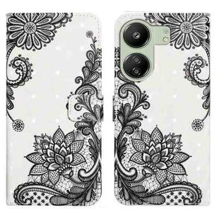 For Xiaomi Redmi 13C 4G Oil Embossed 3D Drawing Leather Phone Case(Lace Flower)