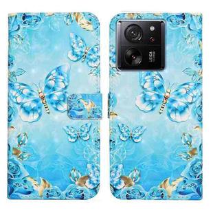 For Xiaomi 13T Oil Embossed 3D Drawing Leather Phone Case(Blue Butterflies)