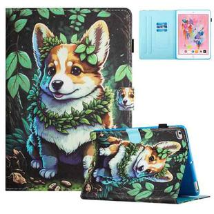 For iPad mini 5 / 4 / 3 / 2 / 1 Colored Drawing Stitching Leather Tablet Smart Case(Corgi)