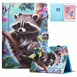 For iPad mini 5 / 4 / 3 / 2 / 1 Colored Drawing Stitching Leather Tablet Smart Case(Raccoon)