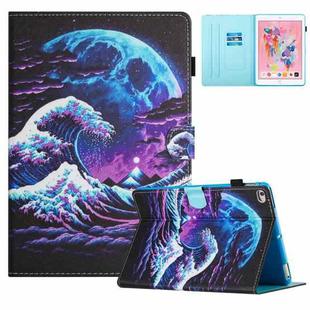 For iPad Air / Air 2 / 9.7 2017 / 2018 Colored Drawing Stitching Leather Tablet Smart Case(Sea Wave)