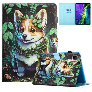 For iPad Pro 11 2022 / Air 10.9 2022 Colored Drawing Stitching Leather Tablet Smart Case(Corgi)