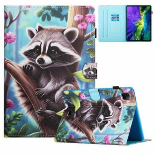 For iPad Pro 11 2022 / Air 10.9 2022 Colored Drawing Stitching Leather Tablet Smart Case(Raccoon)