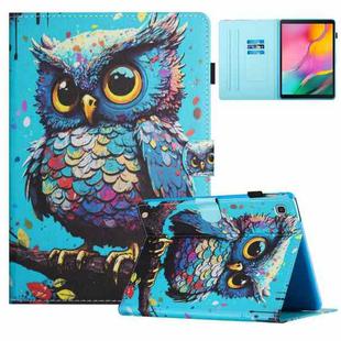 For Samsung Galaxy Tab A7 Lite Colored Drawing Stitching Leather Tablet Smart Case(Owl)