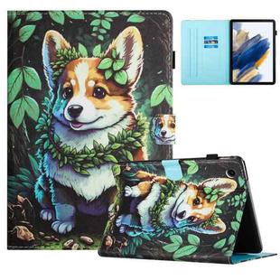 For Samsung Galaxy Tab A8 10.5 2021 Colored Drawing Stitching Leather Tablet Smart Case(Corgi)