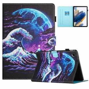 For Samsung Galaxy Tab A8 10.5 2021 Colored Drawing Stitching Leather Tablet Smart Case(Sea Wave)
