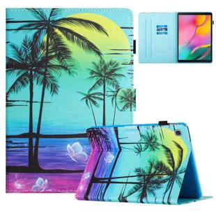 For Samsung Galaxy Tab A7 10.4 2020 Colored Drawing Stitching Leather Tablet Smart Case(Coconut Tree)