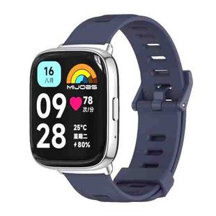 For Redmi Watch 3 Lite / Watch 3 Active Mijobs Flat Hole Breathable TPU Watch Band(Midnight Blue+Silver)