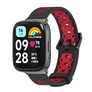 For Redmi Watch 3 Lite / Watch 3 Active Mijobs Square Hole Breathable TPU Watch Band(Black Red)