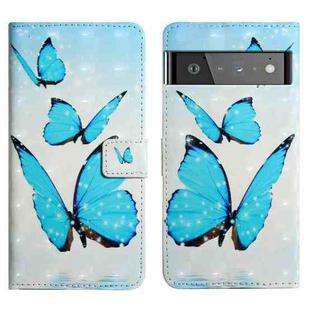 For Google Pixel 6 Pro Oil Embossed 3D Drawing Leather Phone Case(3 Butterflies)