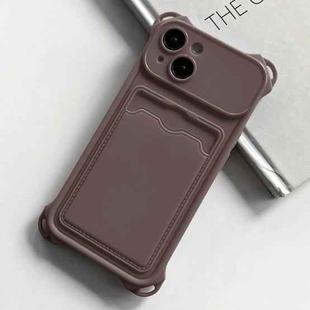 For iPhone 14 Shockproof Card Slot Frosted TPU Phone Case(Brown)