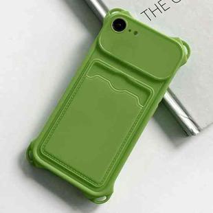 For iPhone SE 2022 / 2020 / 8 / 7 Shockproof Card Slot Frosted TPU Phone Case(Green)