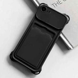 For iPhone SE 2022 / 2020 / 8 / 7 Shockproof Card Slot Frosted TPU Phone Case(Black)