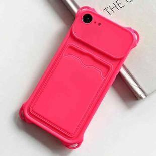 For iPhone SE 2022 / 2020 / 8 / 7 Shockproof Card Slot Frosted TPU Phone Case(Rose Red)