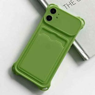 For iPhone 12 Shockproof Card Slot Frosted TPU Phone Case(Green)