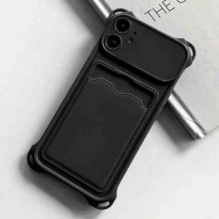 For iPhone 12 Shockproof Card Slot Frosted TPU Phone Case(Black)