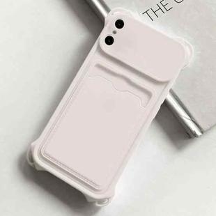 For iPhone X / XS Shockproof Card Slot Frosted TPU Phone Case(White)