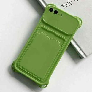 For iPhone 8 Plus / 7 Plus Shockproof Card Slot Frosted TPU Phone Case(Green)