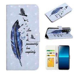 For Sony Xperia L4 Oil Embossed 3D Drawing Leather Phone Case(Blue Feather)