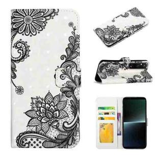 For Sony Xperia 1 V Oil Embossed 3D Drawing Leather Phone Case(Lace Flower)