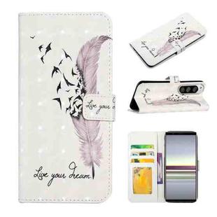 For Sony Xperia 5 Oil Embossed 3D Drawing Leather Phone Case(Feather)
