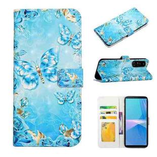 For Sony Xperia 10 IV Oil Embossed 3D Drawing Leather Phone Case(Blue Butterflies)