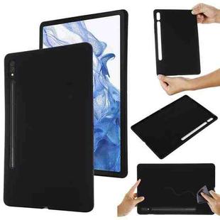 For Samsung Galaxy Tab S9 Ultra / S10 Ultra Pure Color Liquid Silicone Shockproof Tablet Case(Black)