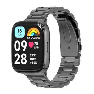 For Redmi Watch 3 Lite / Watch 3 Active Mijobs Three-Bead Metal Stainless Steel Watch Band(Black)