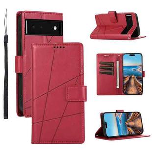 For Google Pixel 6 PU Genuine Leather Texture Embossed Line Phone Case(Red)