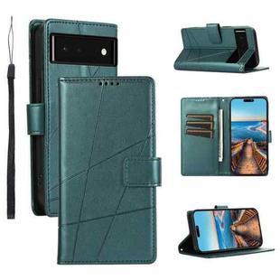 For Google Pixel 6 PU Genuine Leather Texture Embossed Line Phone Case(Green)