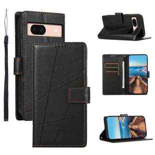 For Google Pixel 8a PU Genuine Leather Texture Embossed Line Phone Case(Black)